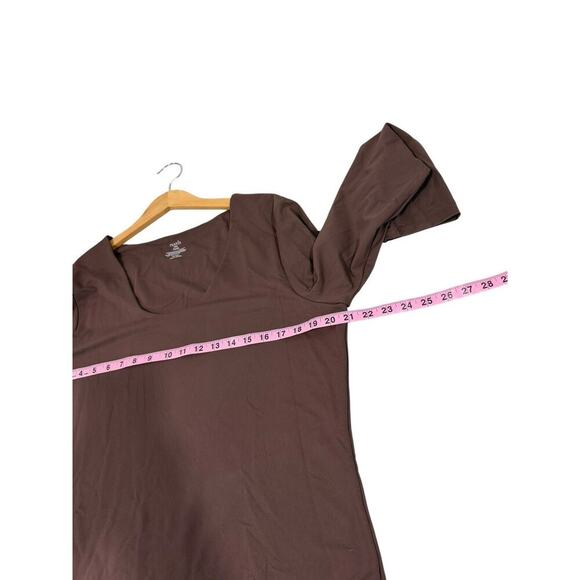 Nuuds Bodysuit Plus Size Brown Mocha Long Sleeve Scoop Neck Stretchy XXXL 3X - Picture 4 of 8